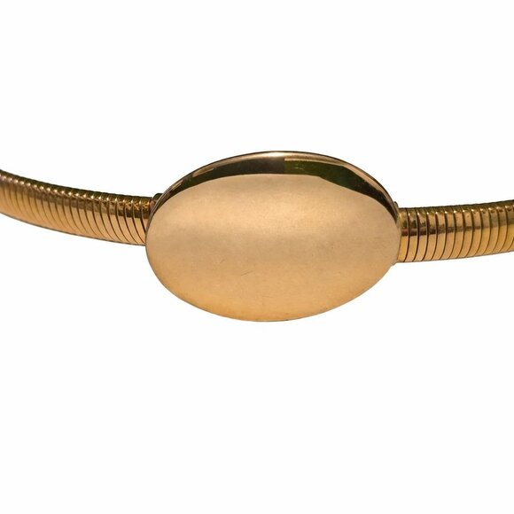 Vintage 1970s Goldtone Oval Plate Stretchy Coil Belt, MONOGRAMMABLE! EVC, 23-27" - Picture 2 of 5